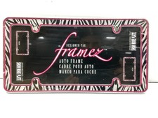 Chroma 6039 Pink Black White Zebra Tiger Stripes License Plate Frame