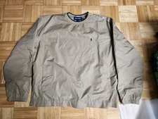 Ralph Lauren Polo Golf Mens Windbreaker Shoulder & Side Zip  Pullover Brown Sz L