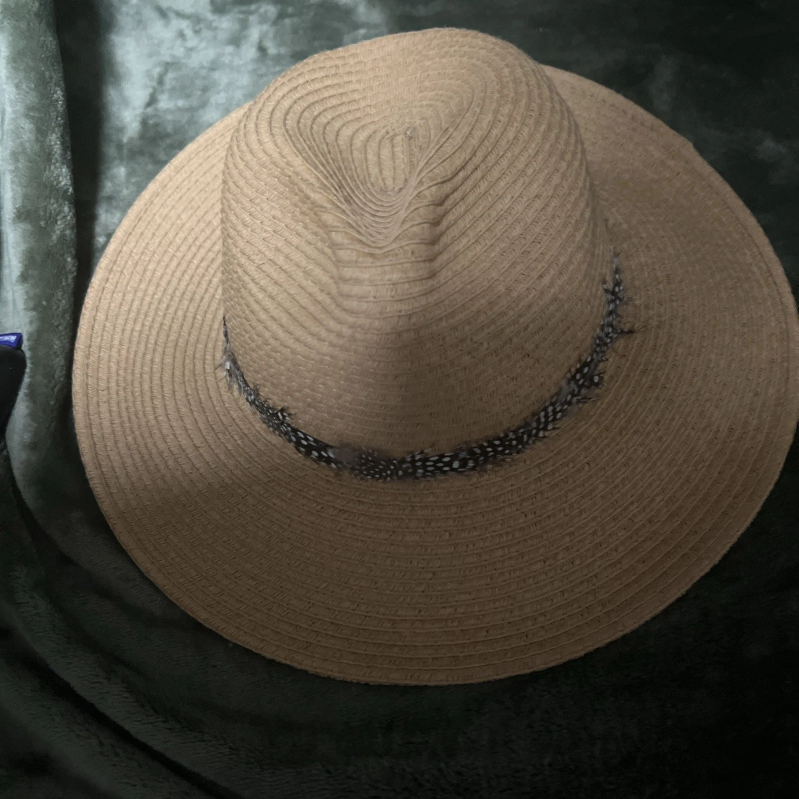 August Hat Co Wide Brim Woven Sun Hat Paper Straw Tan Black Accent (C9)