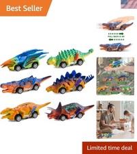 6 Pack Dinosaur Pullback Cars - Safe, Colorful Toys for Toddlers Ages 3-5