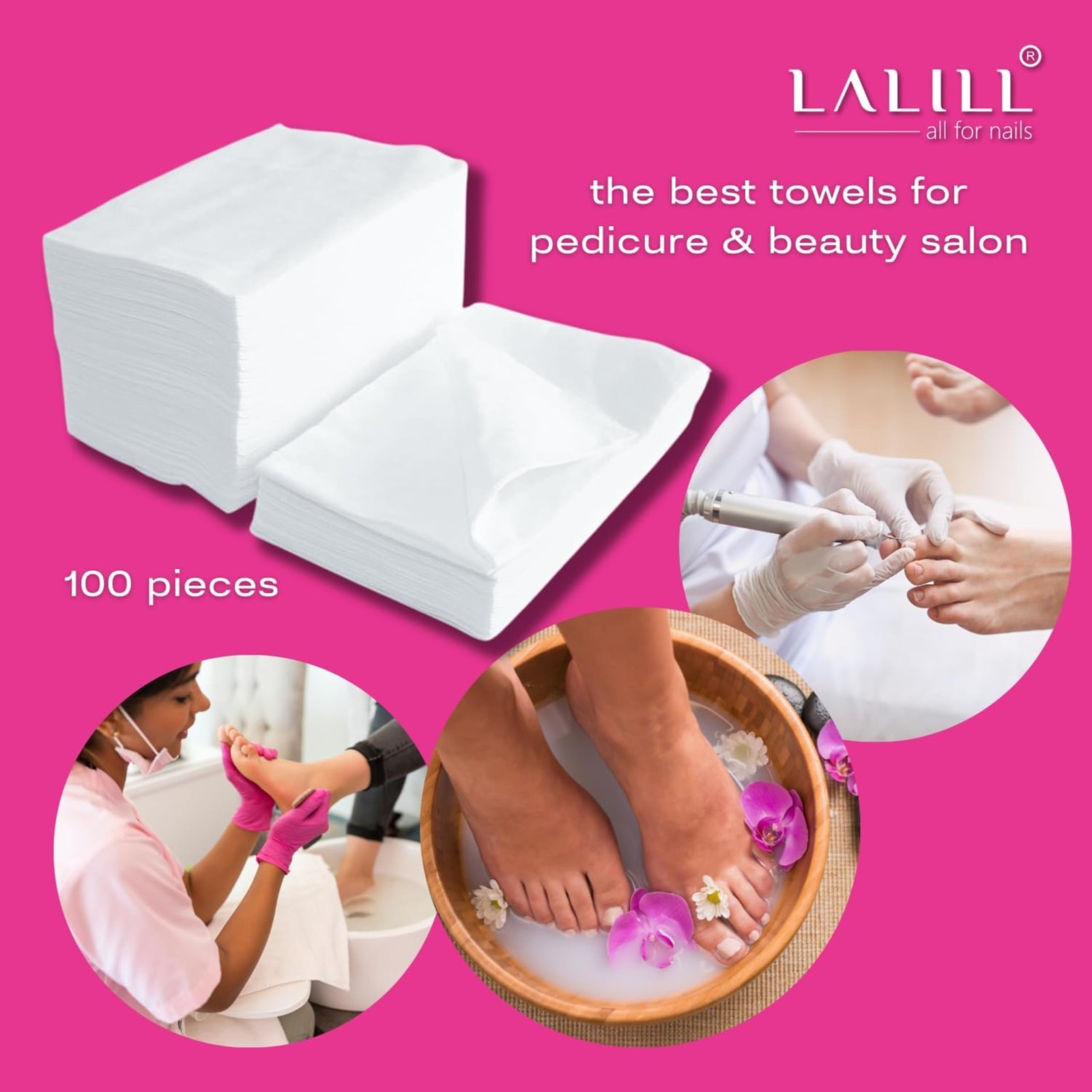 Serviettes blanches à usage unique pour soins spa et pédicure à domicile - Pack de 100