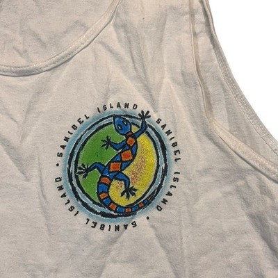 Sanibel island Men s Small White Tank Top Destination Florida Workout Beach