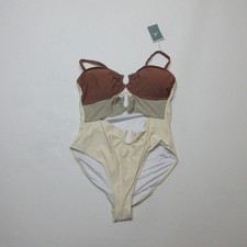 Eomenie Womens One Piece Swimsuit L Multicolor Colorblock Cutout Bathing Suit