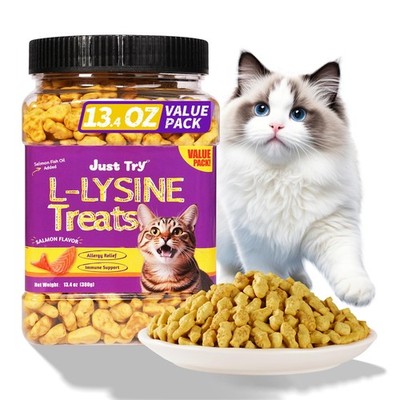 Lysine Cat Treats 13.4oz Natural Salmon Flavor - Healthy Dental Care Snacks