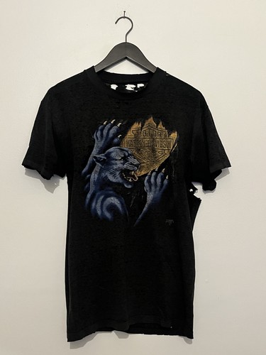 VINTAGE Harley Davidson 3D Emblem Shirt Black Panther TRASHED Worn HARD Patina