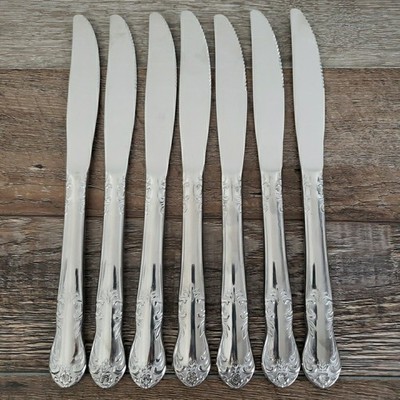 Easterling Embassy Classic Valhalla Stainless 7 Dinner Butter Knives Japan VTG