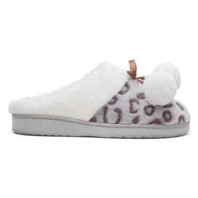 The Slipper Company Womens Slippers Grey Adults Ladies Mule Leopard Print SIZE