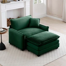 NEW⚡Single Deep Seat Sofa w/Footstool w/One Pillow,Suitable for Living Room an