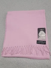 Woolmark Lambswool Scarf Womens 70"x10" Baby Pink 100% Pure New Wool Soft Fringe