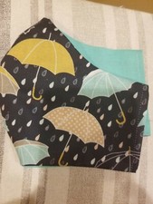 Reversible umbrella mask w/nose wire,elastic, filter pocket 100 cotton