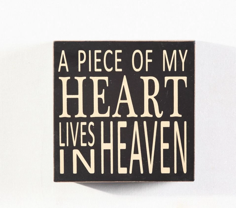 5.75"H  "A Piece Of My Heart Lives in Heaven" Wood Box Hanging Sign Home decor   - Image 2 of 4