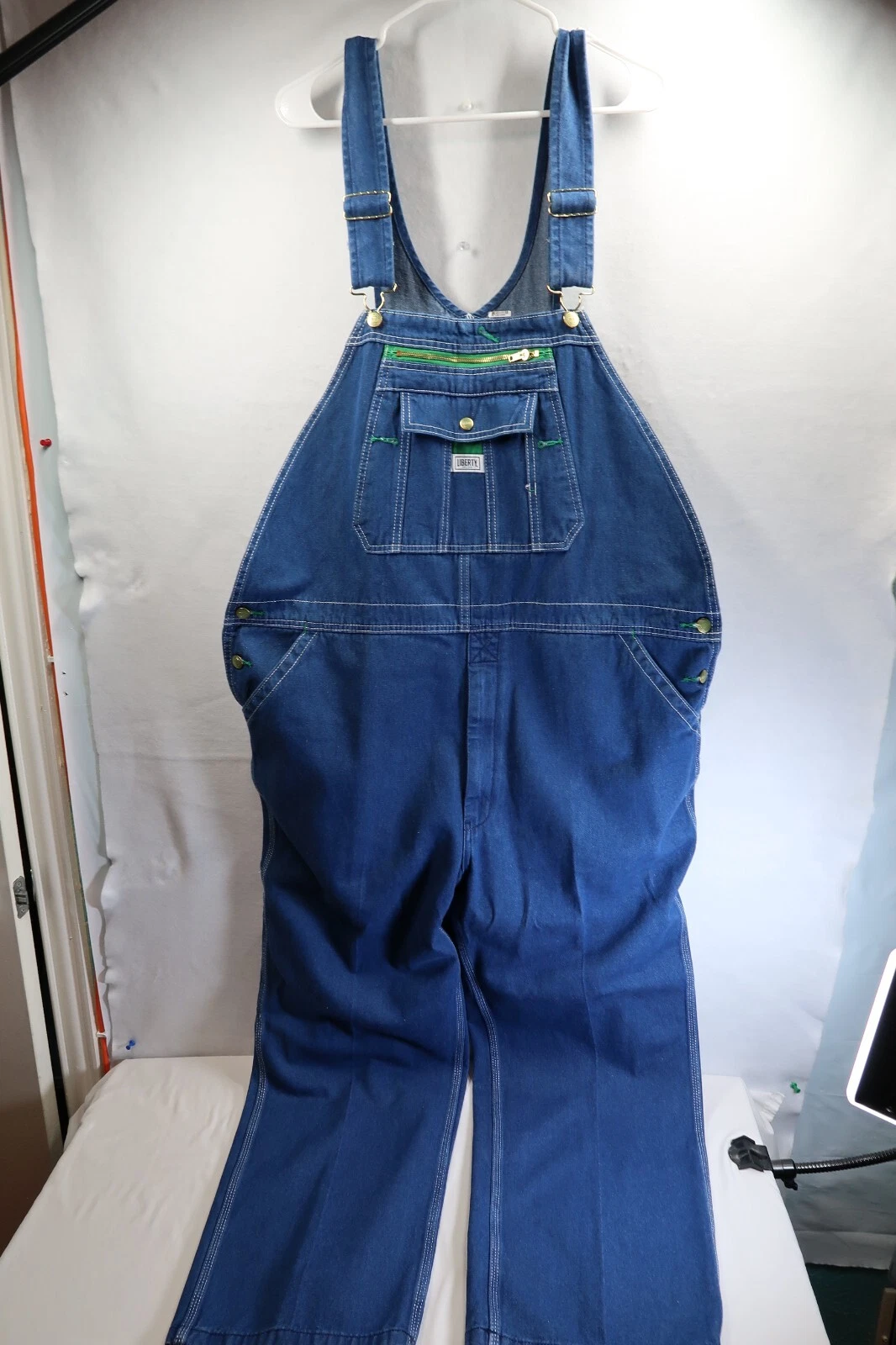 Vintage Liberty Overalls Bib Mens 44x30 Blue Carpenter Denim Workwear Outdoor