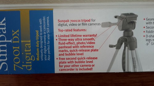 Sunpak 7001DX (620-070Dx) Medium Duty Tripod/pan head Exctended 58.3" Weigt 2.9L - Picture 10 of 12