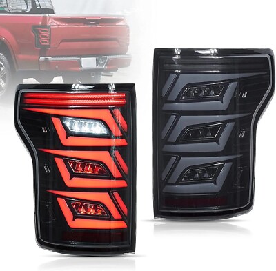 VLAND LED SMOKED Taillights For Ford F150 Pickup 15-20 w/Startup Sequential Turn
