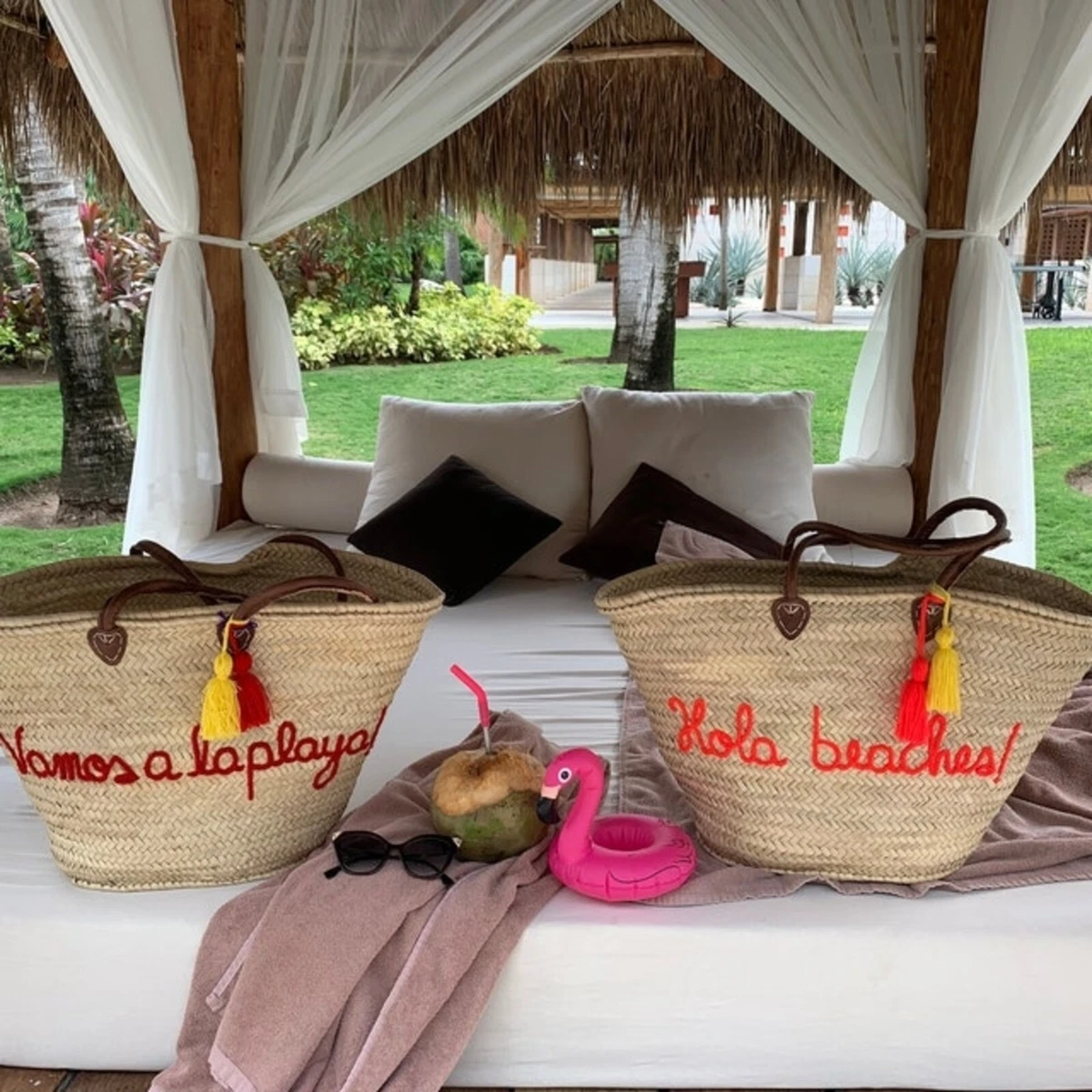 Personalized straw online beach bags