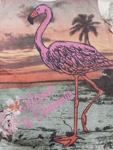 T-Shirt Gr. 116 Topolino m. Flamingo & Schriftzug "Welcome to Bahamas" - Bild 2 von 2