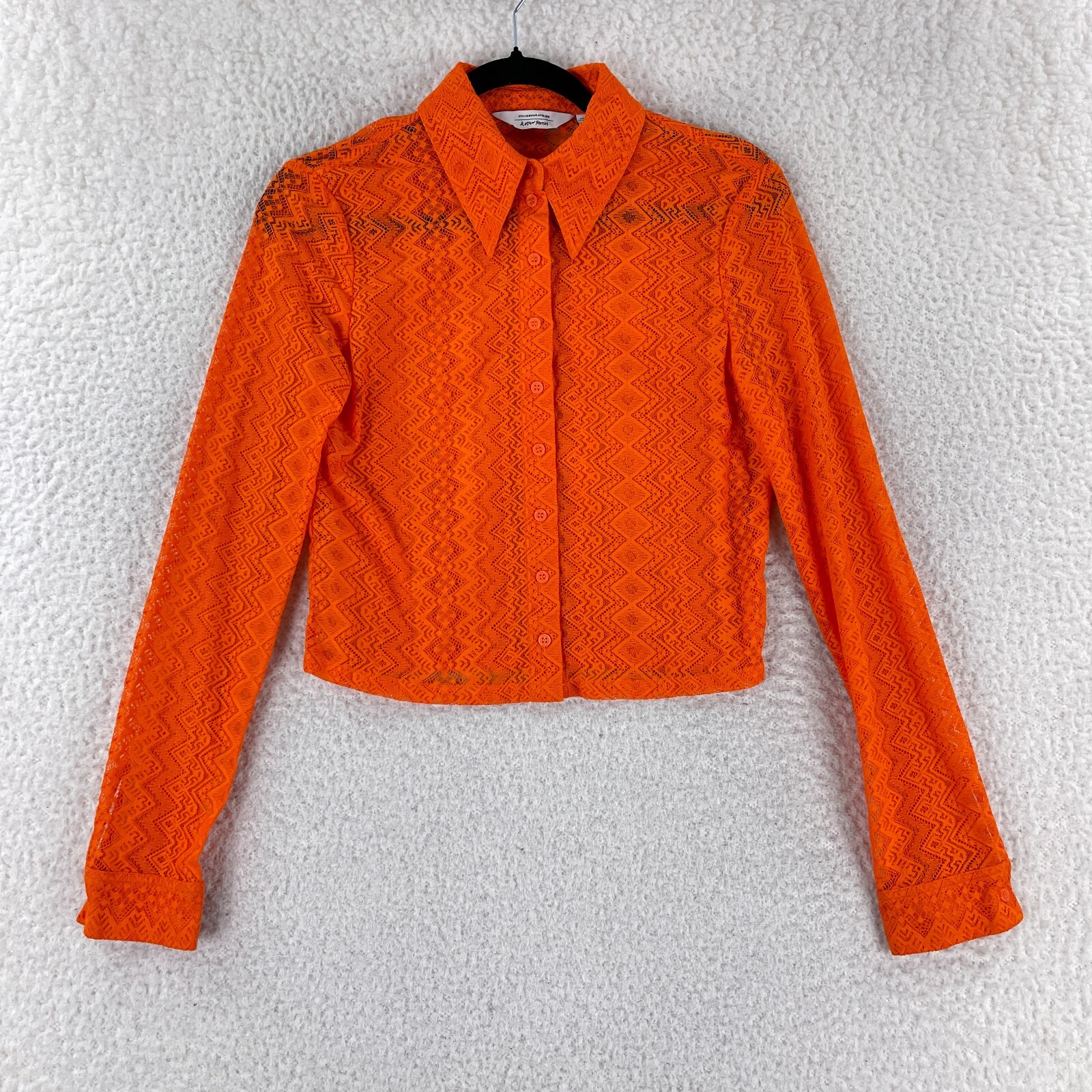 ALTRA & Other Stores camicia donna arancione aderente pizzo bottoni manica lunga taglia small