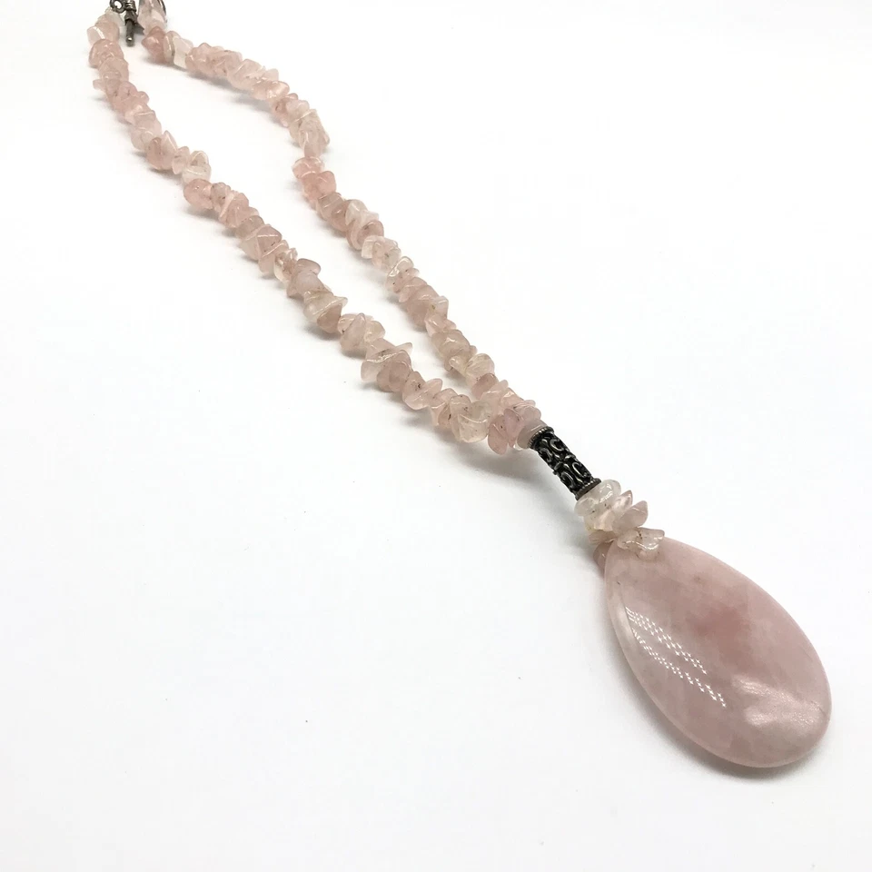 Коренастый светло-розовый розовый кварц исцеление драгоценных камней кристалл бисер ожерелье 18» - Изображение 3 из 4