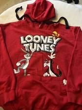 LOONEY TUNES Bugs Bunny Hoodie Red Pullover Boys XL