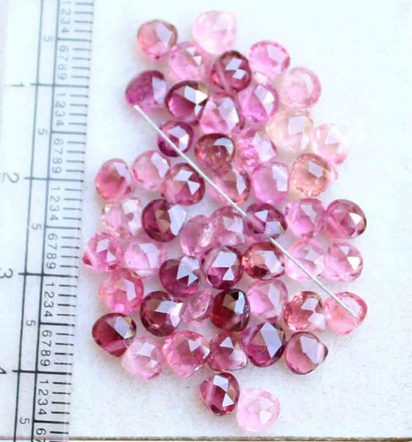 18.80 Ct Natural Tourmaline Gem 5.5 mm Size Faceted Heart Briolette - Picture 2 of 5