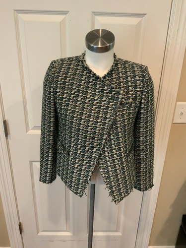 girl. Band of Outsiders Shimmering Tweed Jacket w/ Fringe Trim, Size XS (1)