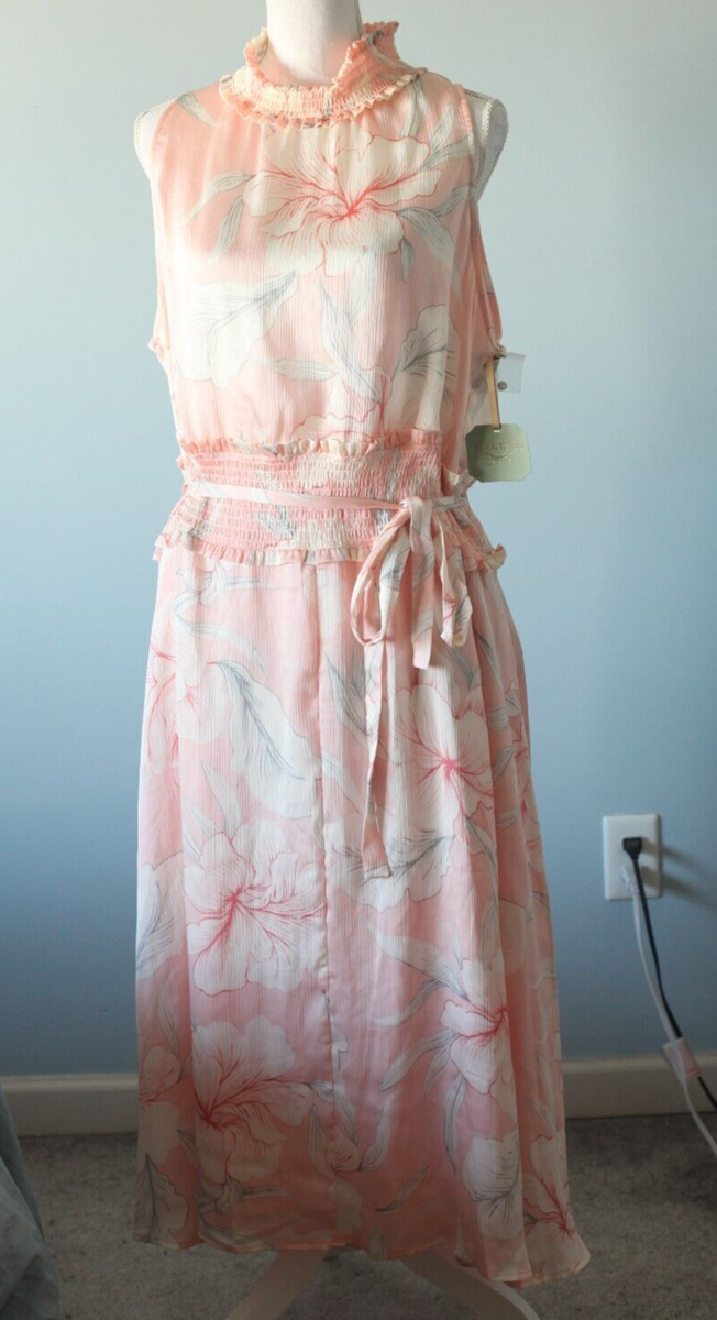 NEW! Ryegrass Maxi Ruffle Dress Size 1X Floral Pink Cottage Sleeveless  Summer | eBay