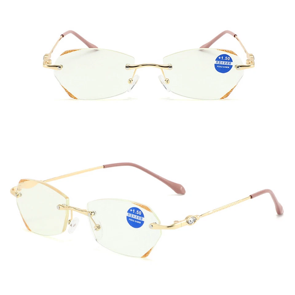 Gafas de lectura con bloqueo de luz azul sin montura para mujeres +1,0 ~ 4,0 Foto 2 de 4