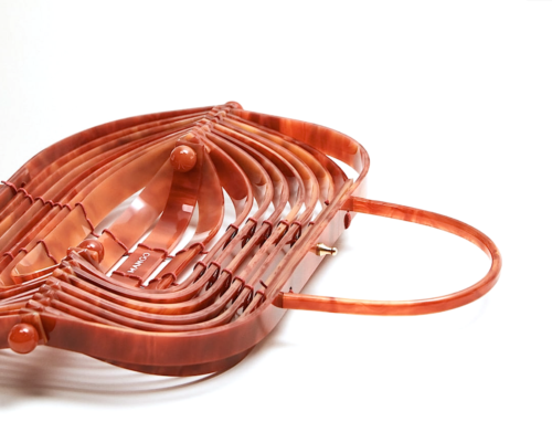 MANGO Clutch Bag MARBLED LUCITE Burnt Orange Methacrylate LTD ED Box HandBag NWT - Picture 6 of 16