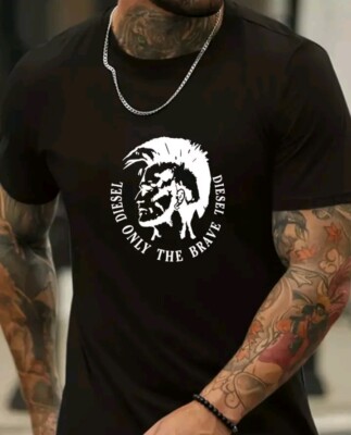 Diesel T-Shirt Gr. L NEU Schwarz mit Irokesen-Logo100%Baumwolle slim fit 