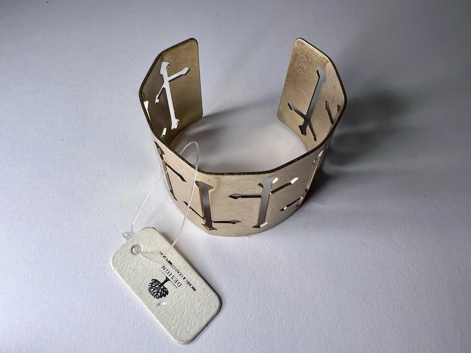 Pulseira de punho cruzado metal tom de cobre religiosa cristã nova joia 14p - Imagem 3 de 4