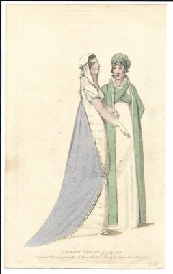 LE BEAU MONDE    Georgian Fashion Plate  CARRIAGE DRESSES   July 1807