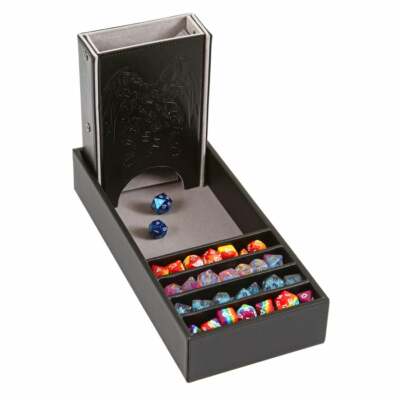 Grey/Black Leather Dice Tower and Storage Tray RPG DnD Dungeons Dragons AD&D