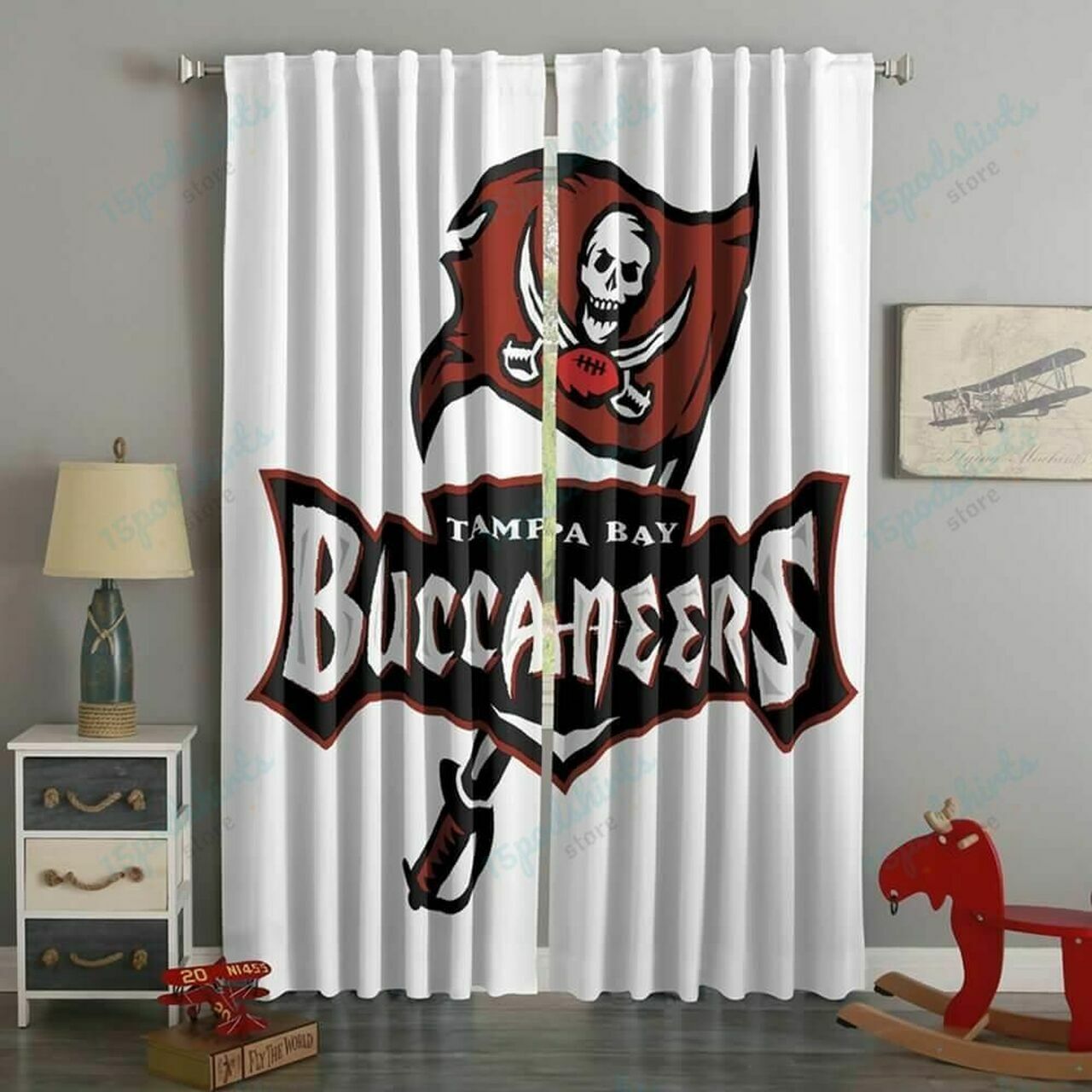 Tampa Bay Buccaneers Blackout Window Curtains 2 PCS Living Room Bedroom  Drapes | eBay