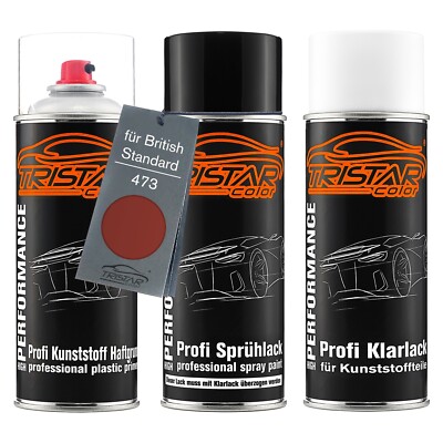 Autolack Spraydosen Set für Kunststoff für British Standard 473 Gulf Red
