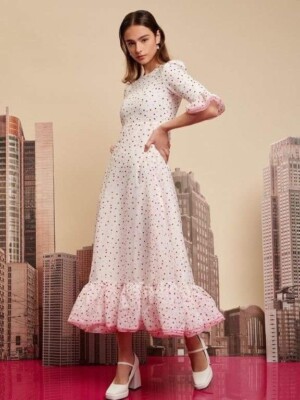 knee length dresses for ladies Stripe A Pose Midi Dress in Navy – Impressions Online Boutique main image 1