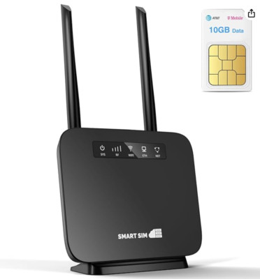 SmartSim 4G LTE WiFi Router with 10GB 1 Month Data Sim Card
