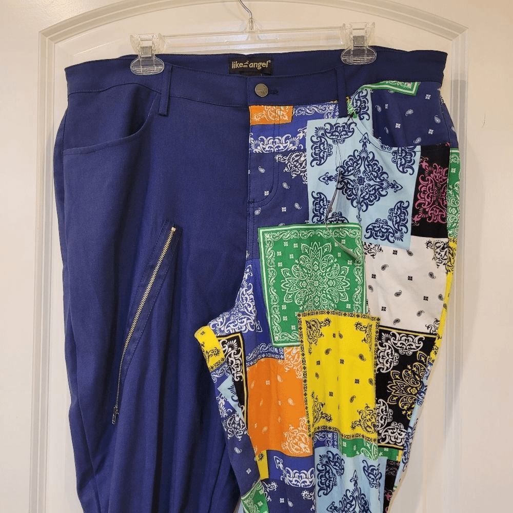 LIKE AN ANGEL Women's Blue & Multicolor Bandana Rayon/Nylon/Spandex