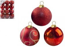 24 Red Christmas Baubles – Premium Tree Decoration Set