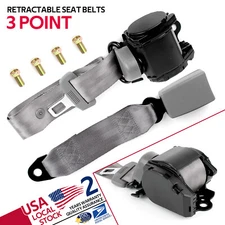 1 × Retractable 3 Point Safety Seat Belt Strap Car Vehicle Adjustable Belt Gray