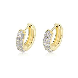 Authentic BRAND Lafonn Gold Plated 3-Row Diamonds Huggie Hoop Earrings E0199CLG00