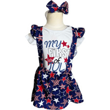 Brand New Baby Girls Boutique My First Fourth of July 3 Piece Outfit - Sz 2T