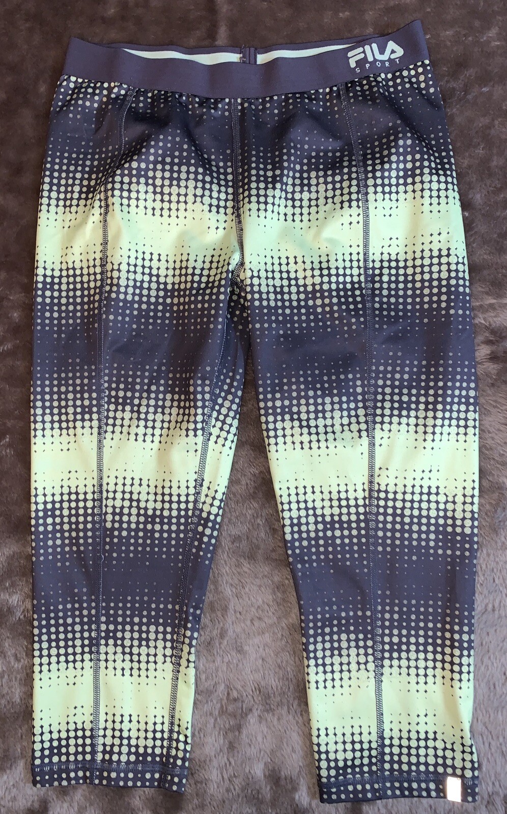 Fila Sport Womens Medium Running Workout Cropped Pants Tights Gray Green