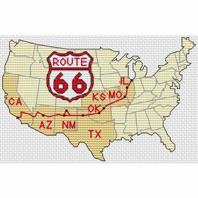 Route 66 Karte Kreuzstich Design (B152mm x H101mm (B6'' x H4''), Kit oder Karte)