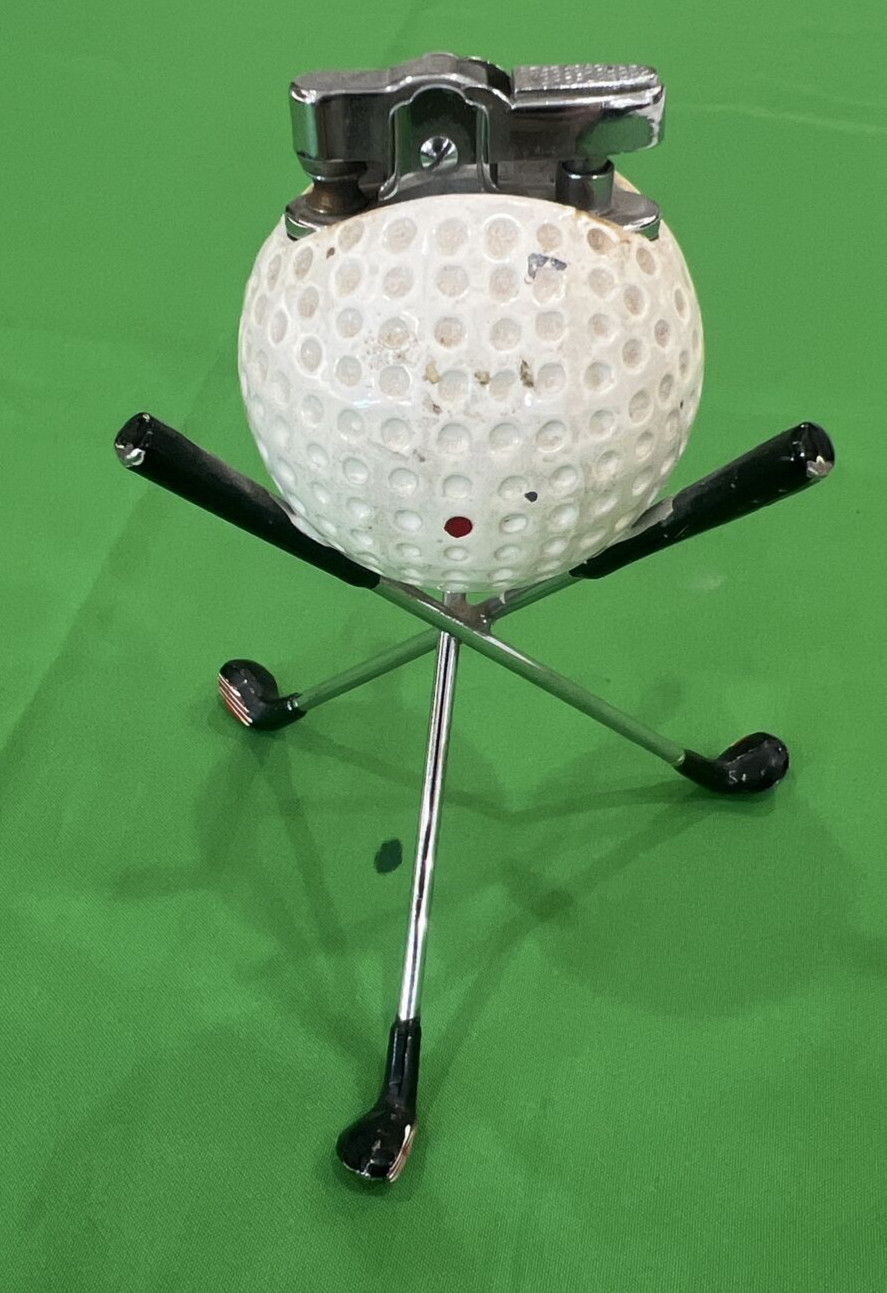 Vintage Golf Ball on Crossed Clubs Table Lighter 5"