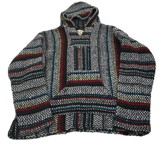 Baja Joe Unisex Drug Rug Boho Hippie Poncho Hoodie Size Medium eBay