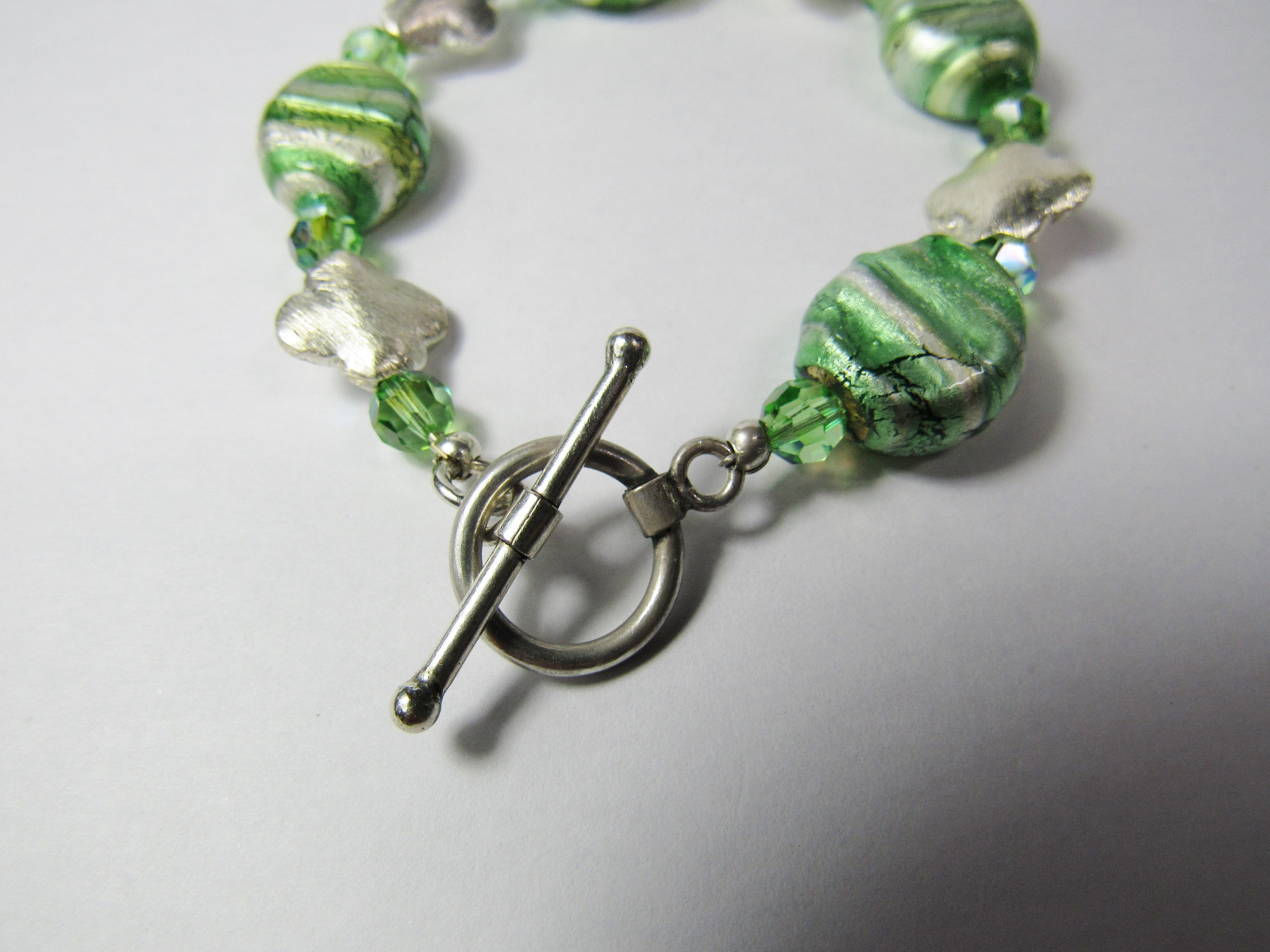 All Solid Sterling 925 Silver Toggle Clasp Glass … - image 2