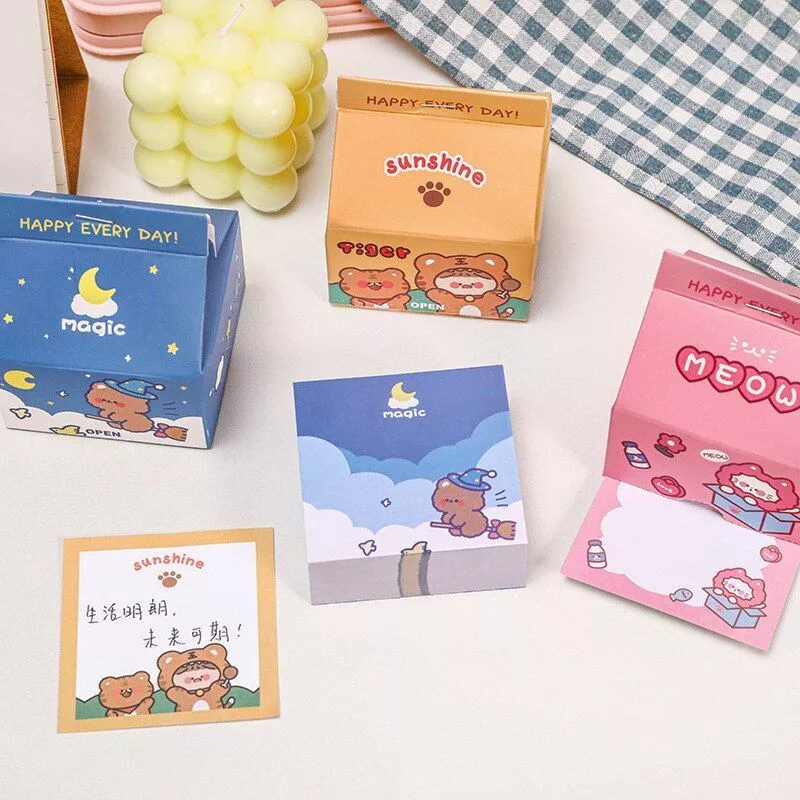 Milk Box Memo Pad Kawaii Notebook Stickers DIY Office Stationery Supplies 1pc Se