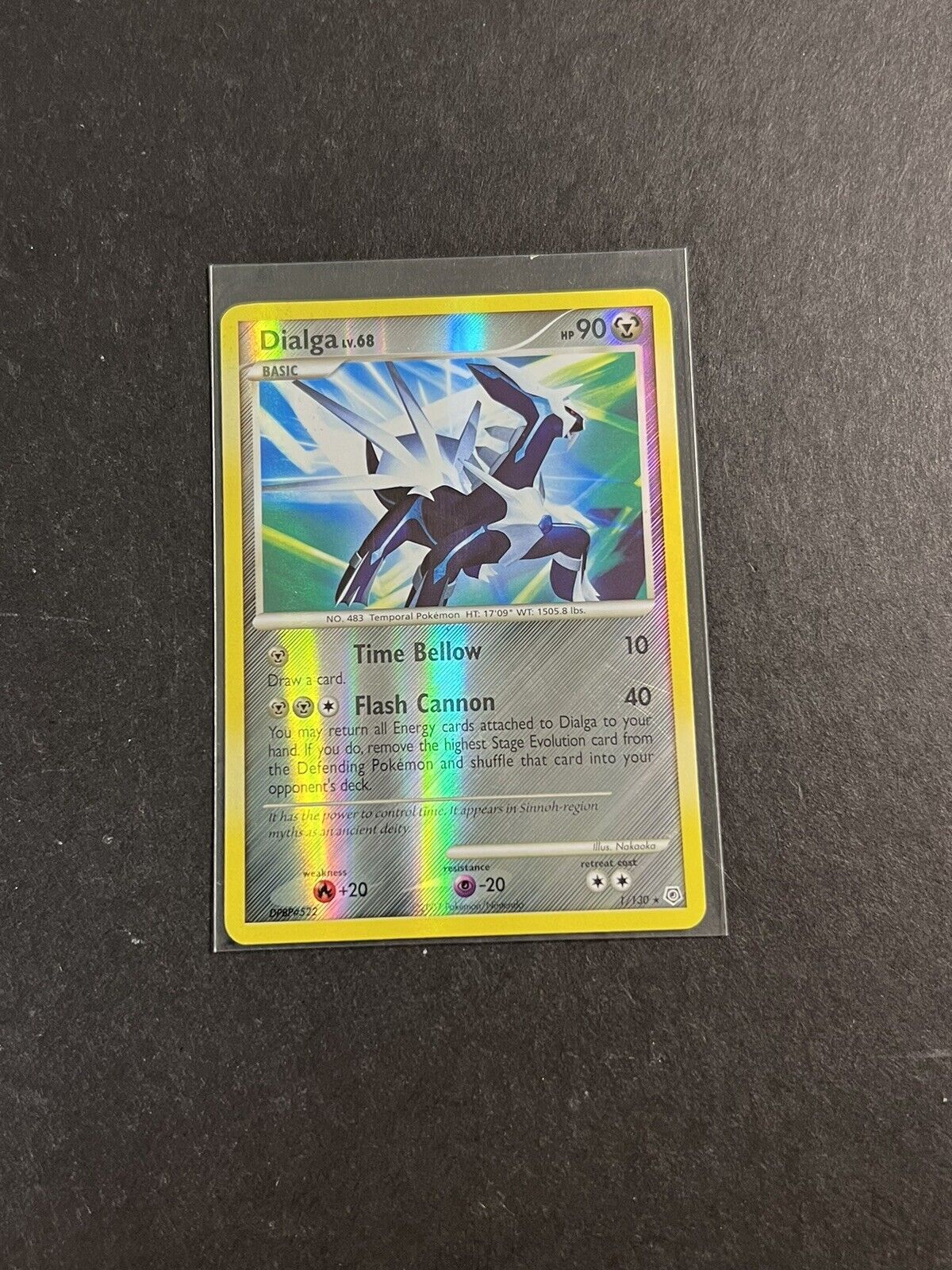 Pokemon Card Dialga LV.68 Diamond & Pearl 1/130 HEAVILY PLAYED Reverse Holo  Rare