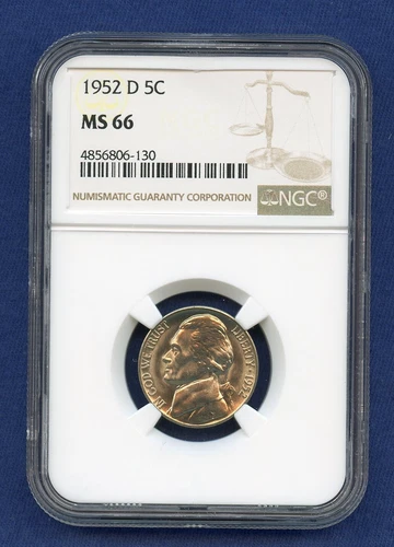 1952 D NGC MS66 Jefferson Nickel 5c US Mint Coin 1952-D MS-66 