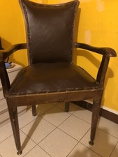 Sedia Poltrona Vintage In Legno Massello e cuoio, bellissima originalissima.